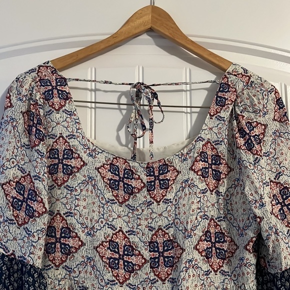Umgee Floral Bell Sleeve scoop neck boho  Dress M - Picture 6 of 9